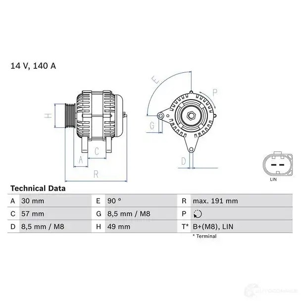 Генератор BOSCH 333478 83 14 CRBW8 0986083140