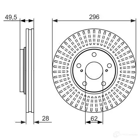 Тормозной диск BOSCH 0986479664 BD 1506 339878 LU091