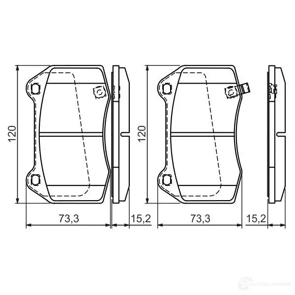 Тормозные колодки, комплект BOSCH 23142 7858D960 342297 0986494310
