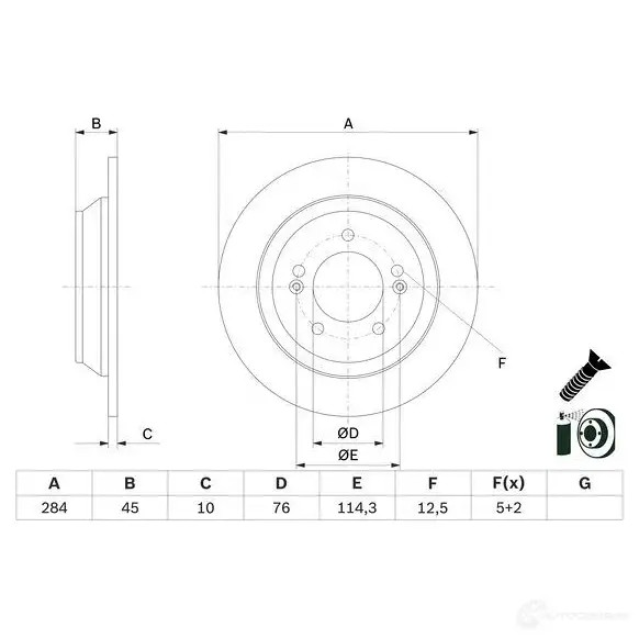 Тормозной диск BOSCH IP C2WDN 0986479g28 1438327825
