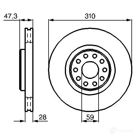 Тормозной диск BOSCH EO5YLP 339105 0986478669 B D585