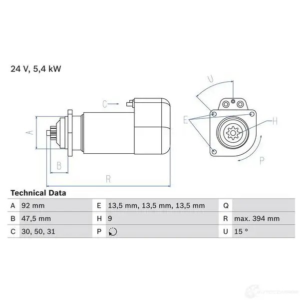 Стартер BOSCH N1SCZE 331463 0986019000 19 00