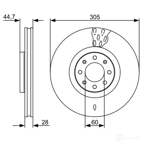 Тормозной диск BOSCH 0986479531 2HDFLG3 B D1381 339756