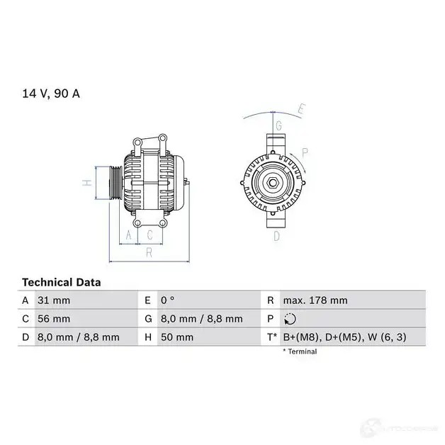 Генератор BOSCH 4 252 0986042520 332730 VHPTSJG