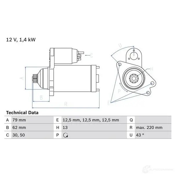 Стартер BOSCH NWD8RZ 261 4 1193467284 0986026140