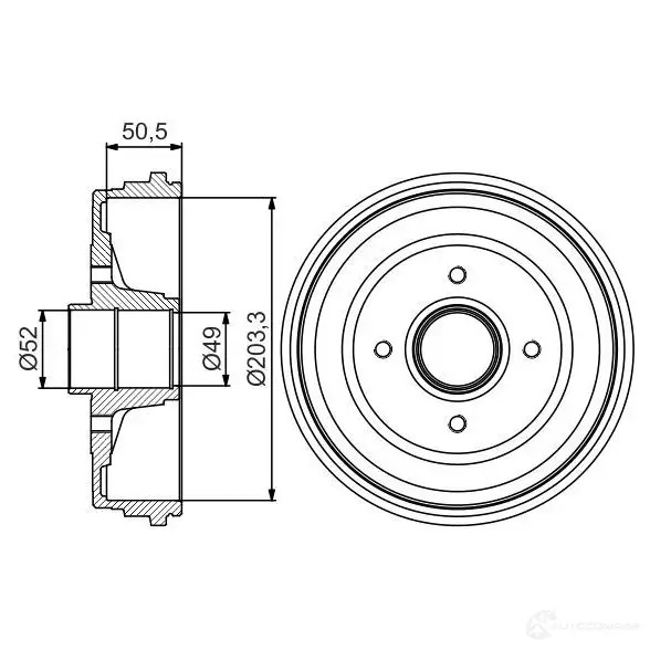 Тормозной барабан BOSCH 0986477206 DB27 7 338602 G087I