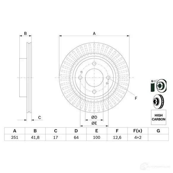 Тормозной диск BOSCH EMH02W BD 2759 0986479f14 1425142714