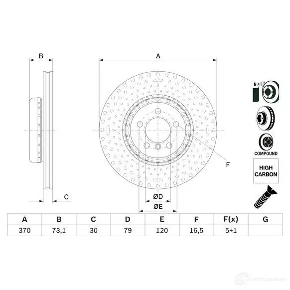 Тормозной диск BOSCH 0986479e21 BD 2685 1425140884 E1 90R 02C0481/0013