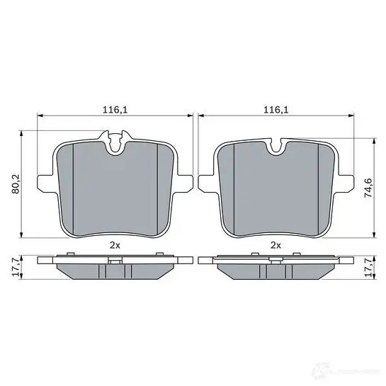 Тормозные колодки, комплект BOSCH 1437314050 LK1RU B0 0986424923