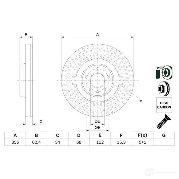 Тормозной диск BOSCH KRPF1X 1425140897 BD264 0 0986479e39